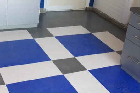 custom-garage-cabniets-garage-flooring Finished garage flooring after cabinet installation