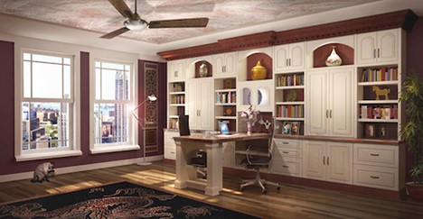Classic style office space and wall unit
