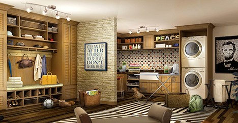 craftsman-style mud and laundry room