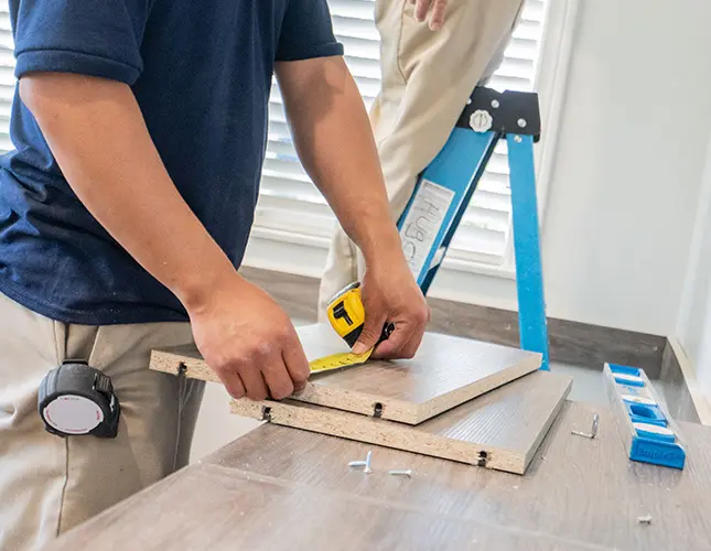Closet piece being measured
