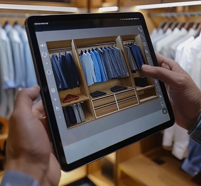Closet design mockup on ipad