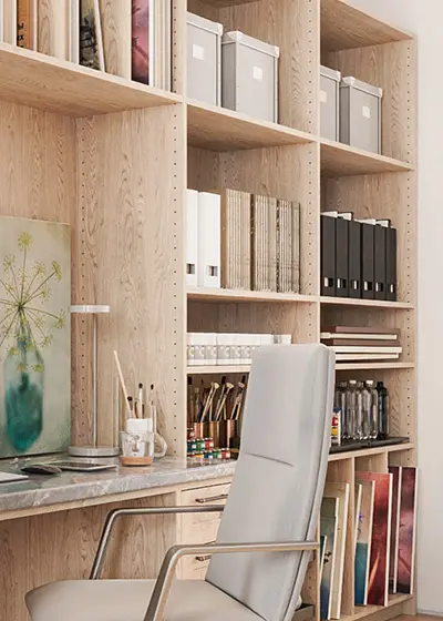 Home office shelf organization