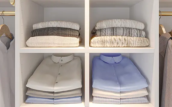 custom closet shelving for shirts