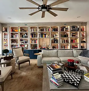 Custom home library shelving with built in bookshelves by Closet Factory DFW