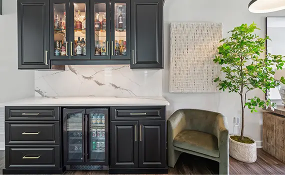 Custom wet bar cabinetry