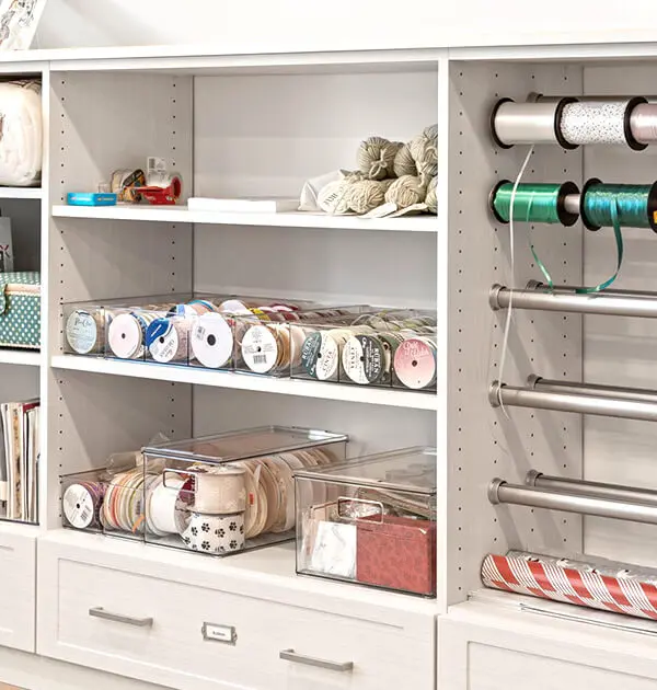Ribbon dispensers and organization in craft room