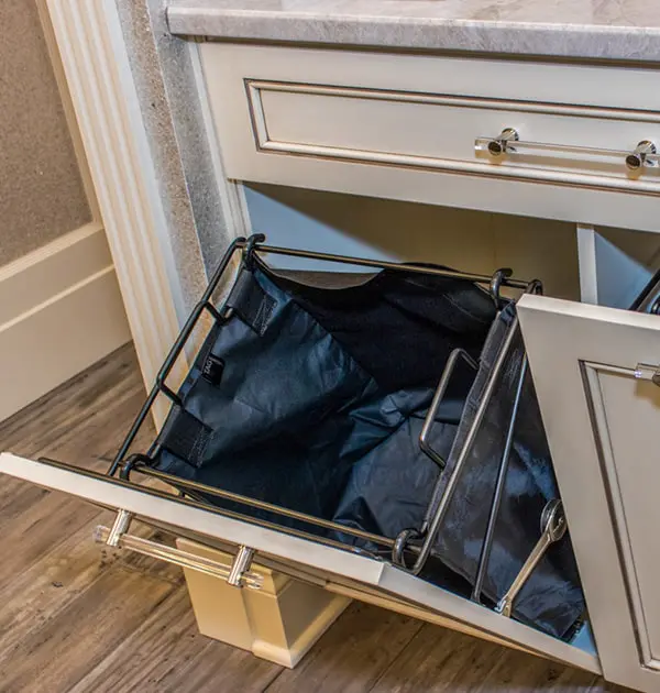 Custom closet with built-in pull-down hamper