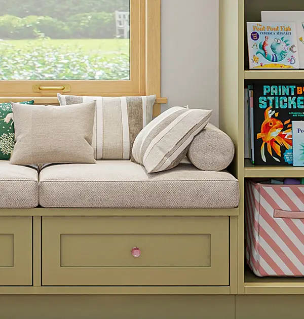 Window bench with hidden toy storage