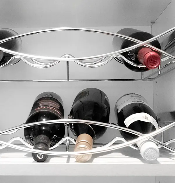 Large wine bottle storage in custom pantry