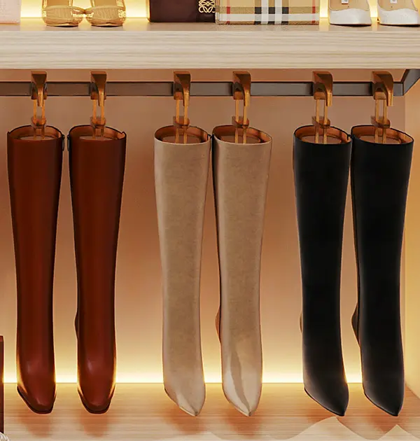 Hanging boot storage in custom closet