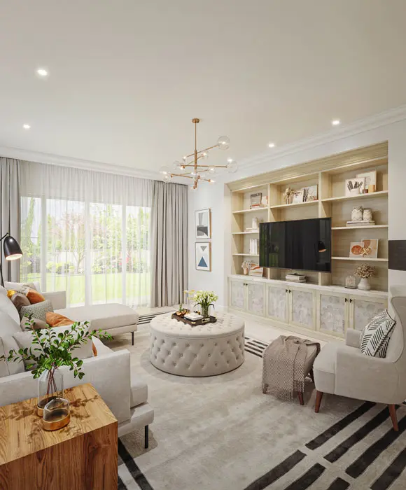 beautiful wall unit used as an entertainment center