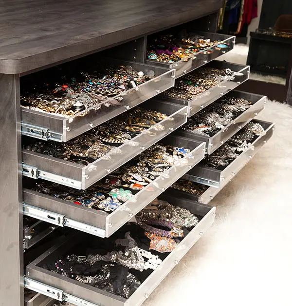 Trays with Lucite faces velvet lined for jewelry