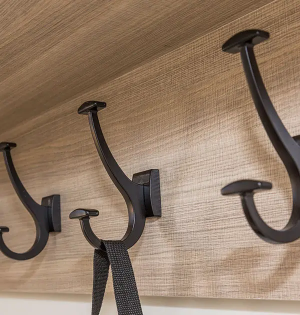 Coat hooks in mudroom