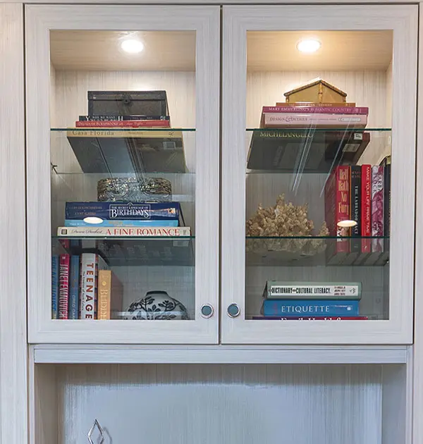 Office glass shelves, solid wood framed doors with glass inserts