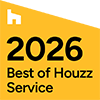 Houzz badge 2026 for excellent service by closet factory