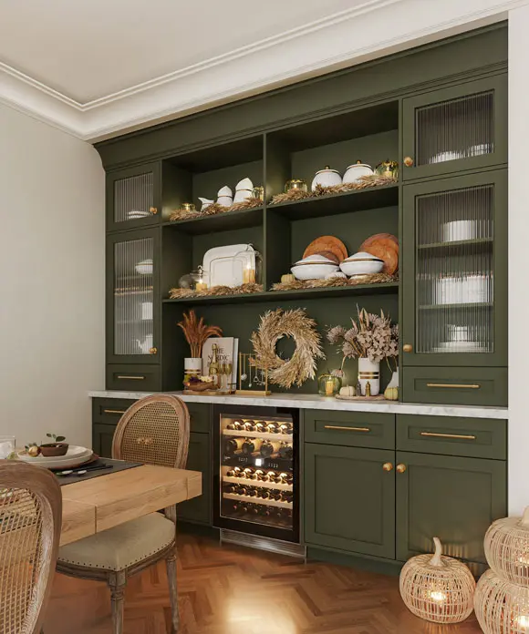 custom dark green wine closet