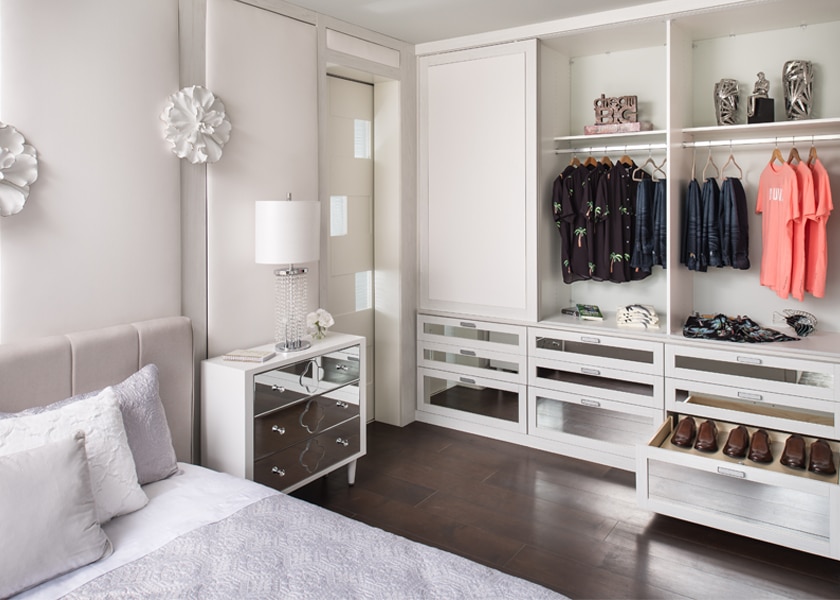 This modern bedroom wardobe design was featured in NAHB's New American Home project.