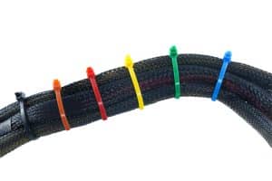 a cable bundle with wraps and zip ties