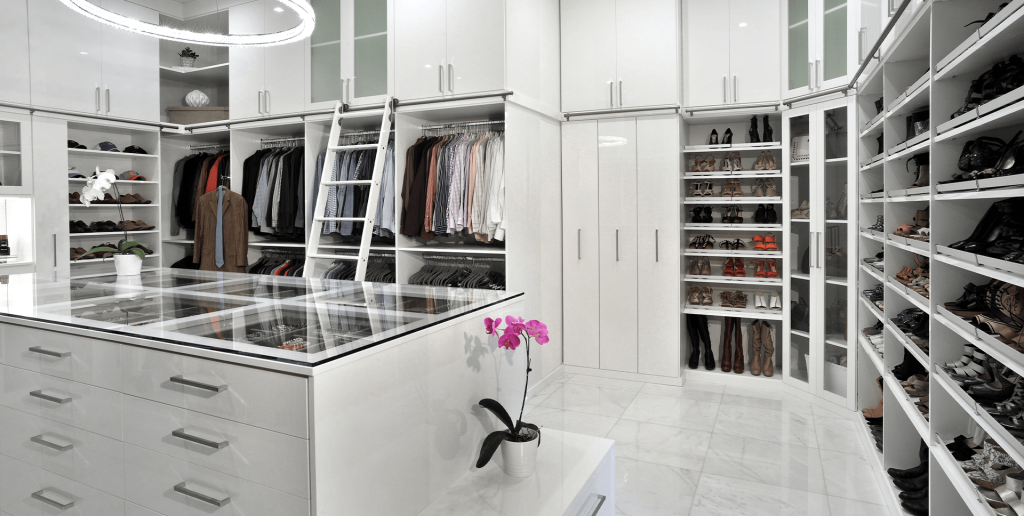 Closet Factory Ft Lauderdale Custom white walk in closet with center island