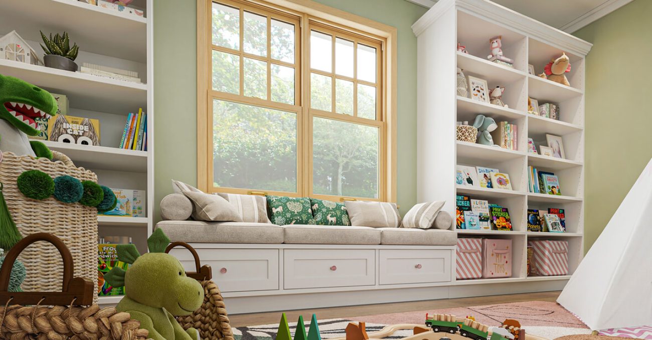 Window seat in kids room