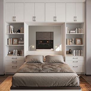 customized the grey trajectory walk-in dresser Custom Wall Beds | Built-In Convertible Beds