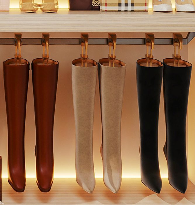 Hanging boot storage in custom closet