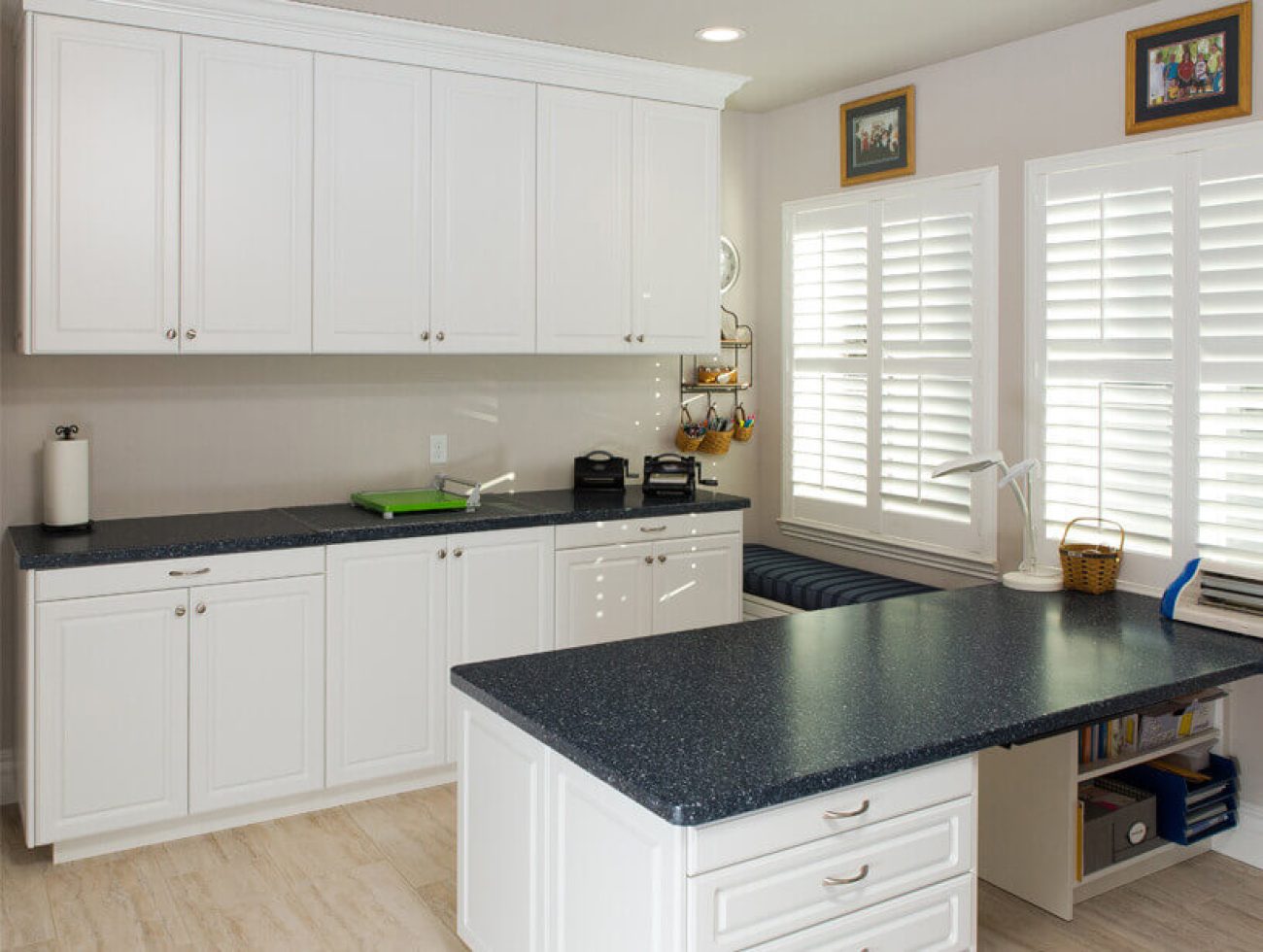 Craft room with craft supply organizers