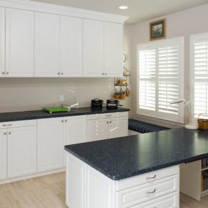Craft room with craft supply organizers