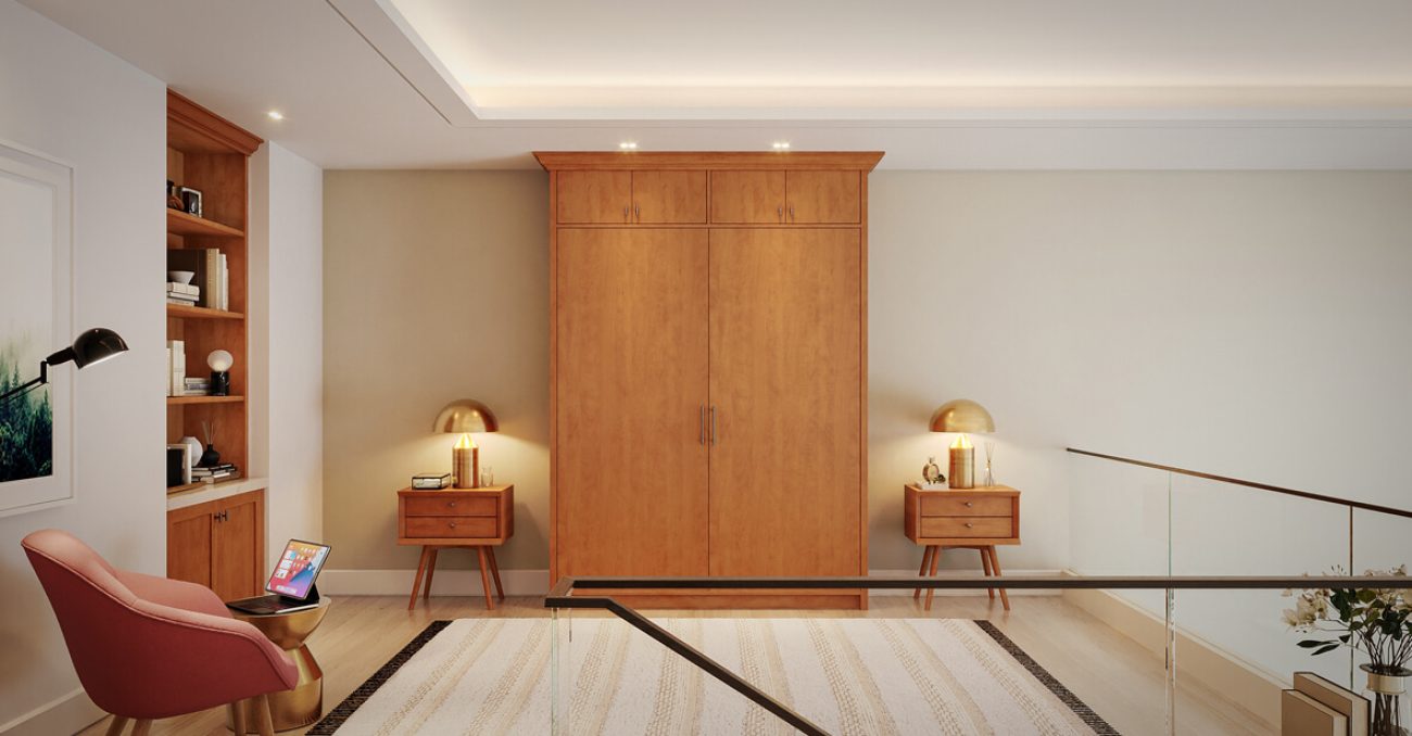 Custom wall bed in upstairs loft area