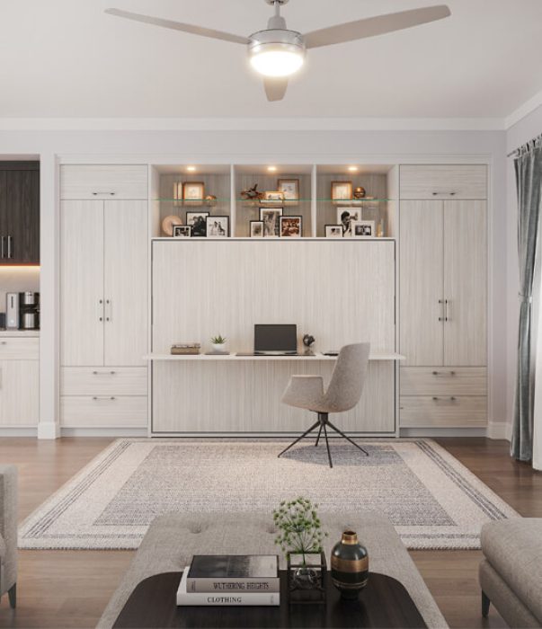 Closed Murphy Bed creates dual-purpose room