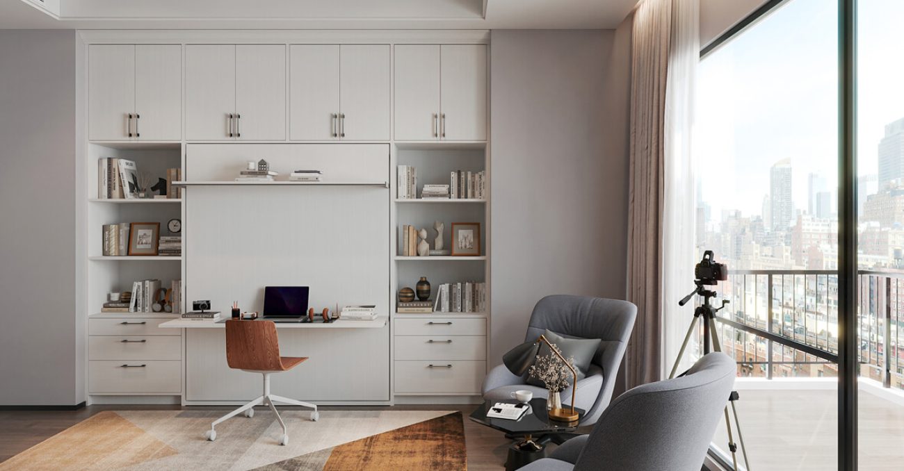 Murphy bed with desk work station underneath