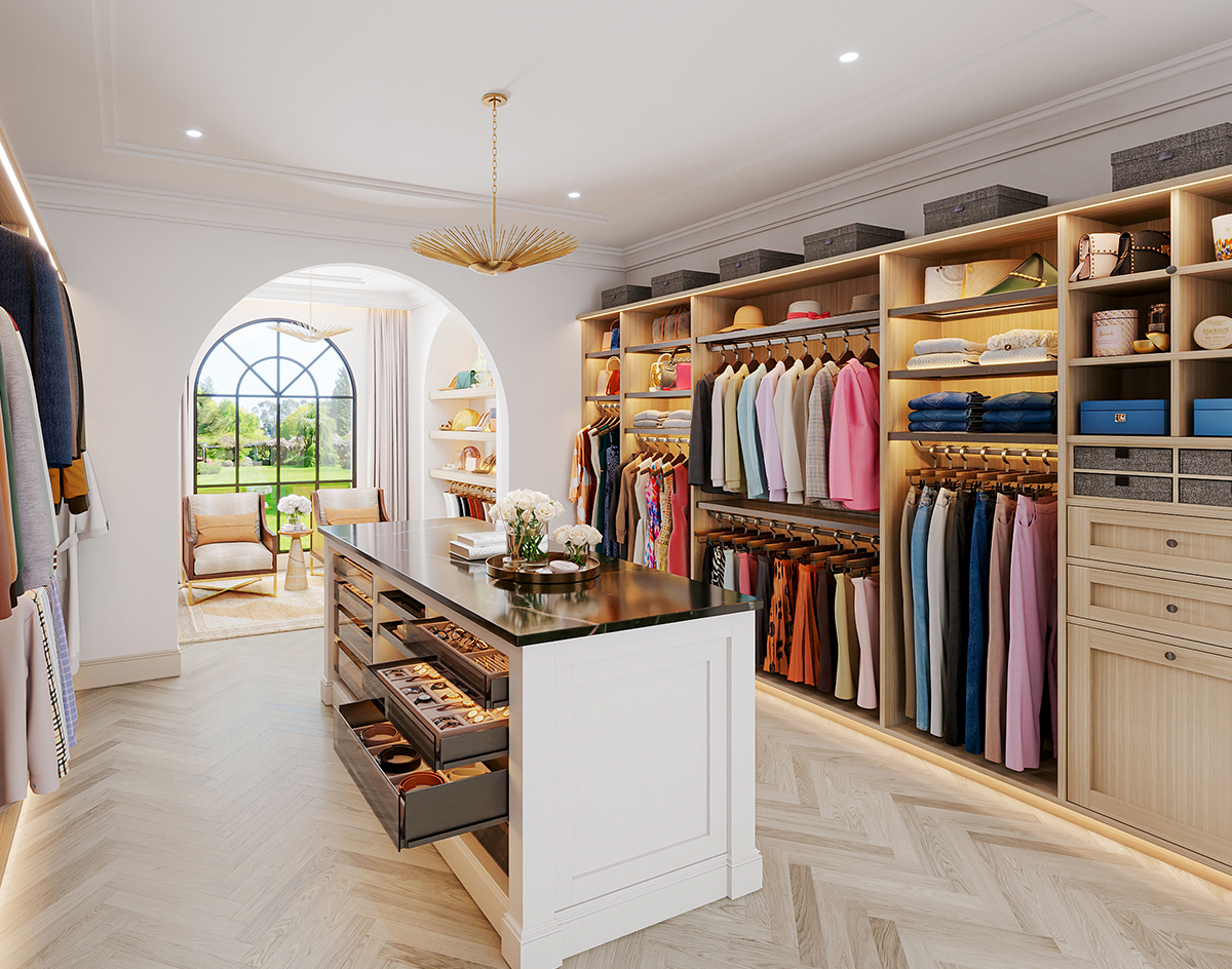 Walk-in closet with island