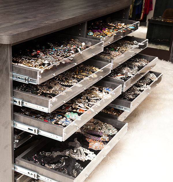 Trays with Lucite faces velvet lined for jewelry
