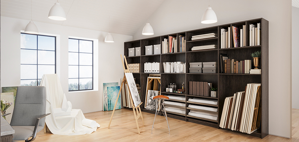 Craft room in afternoon hours melamine
